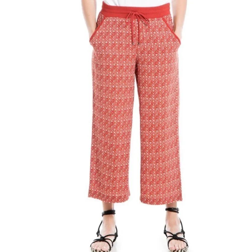 Max Studio L Wide Leg Crepe Cropped Pants Black White - Picture 10 of 13